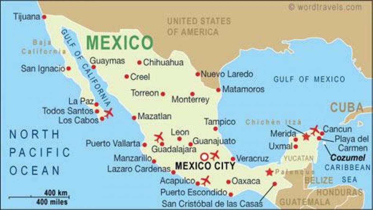 карта аэрапортаў у Мексіцы