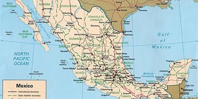 Карта Мексікі курортных гарадах
