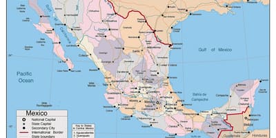 Карта Мексікі з буйных гарадоў