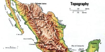 Мексіка тапаграфічнай карце